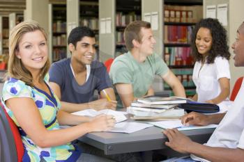 Royalty Free Photo of a Group of Students in a Library