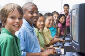 Royalty Free Photo of Students in Computer Class