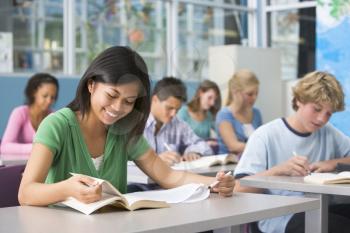 Royalty Free Photo of Students Reading in Class