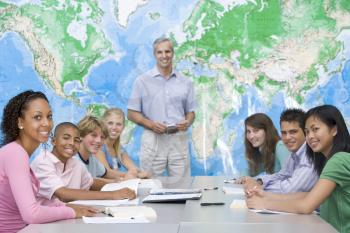 Royalty Free Photo of Students in Geography Class