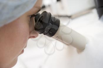 Royalty Free Photo of an Embryologist Adding Sperm to an Egg
