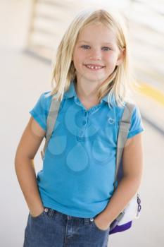 Royalty Free Photo of a Young Girl With a Schoolbag