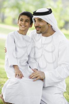 Royalty Free Photo of a Father and Son Outside