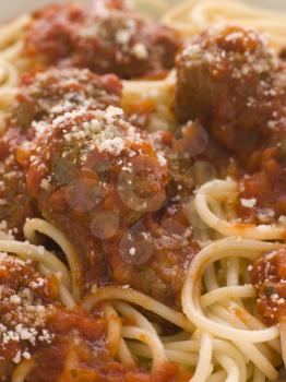 Royalty Free Photo of Spaghetti and Meatballs Closeup