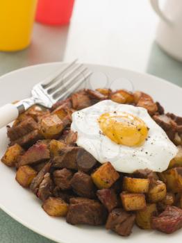Royalty Free Photo of Corned Beef Hash With an Egg