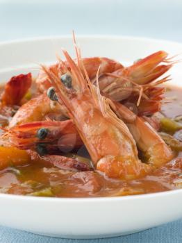 Royalty Free Photo of a Bowl of Creole Shrimp Gumbo