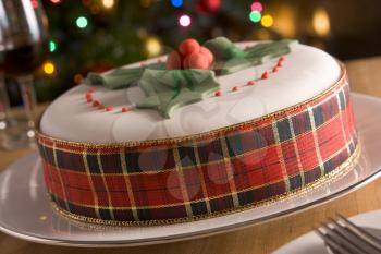 Royalty Free Photo of a Decorated Christmas Fruit Cake