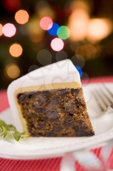 Royalty Free Photo of a Wedge of Christmas Cake
