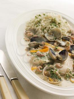 Royalty Free Photo of Dover Sole 'Normande' with Herb Rice