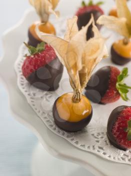 Royalty Free Photo of Chocolate Dipped Fruits