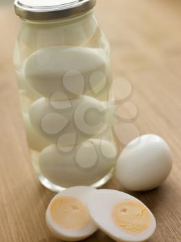 Royalty Free Photo of a Jar of Pickled Eggs