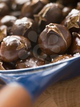 Royalty Free Photo of Roasted Chestnuts with Sea Salt