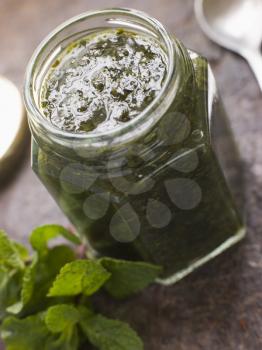 Royalty Free Photo of a Jar of Mint Sauce