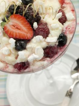 Royalty Free Photo of a Glass of Mixed Berry 'Eton Mess'