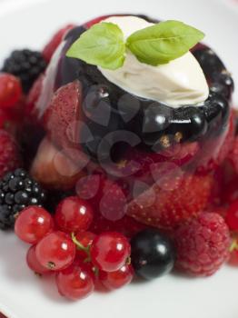 Royalty Free Photo of Champagne Berry Jelly with Clotted Cream