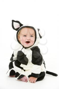 Royalty Free Photo of a Baby in a Cow Costume