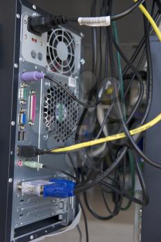 Royalty Free Photo of Cables in a Computer Modem