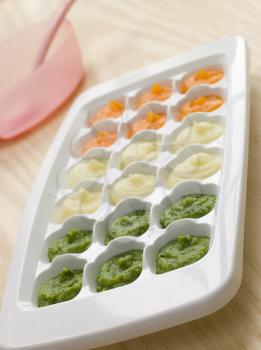 Royalty Free Photo of Pureed Baby Food in a Ice Cube Tray