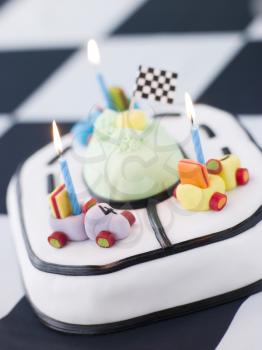 Royalty Free Photo of a Racing Car Birthday Cake