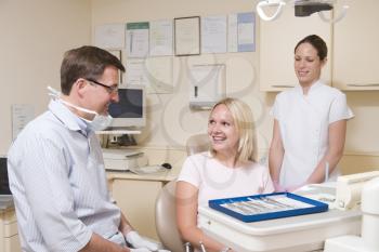 Royalty Free Photo of a Dental Patient With the Dentist and Assistant