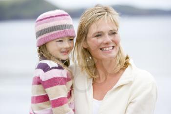 Royalty Free Photo of a Mother and Daughter at the Beach