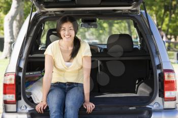 Royalty Free Photo of a Woman in a Hatchback