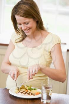 Royalty Free Photo of a Pregnant Woman Eating