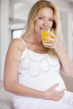 Royalty Free Photo of a Pregnant Woman With a Glass of Orange Juice