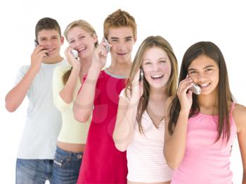 Royalty Free Photo of a Group of Young People With Cellphones