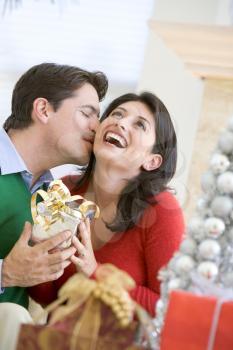 Royalty Free Photo of a Man and Woman With a Gift