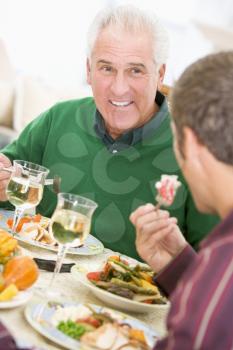 Royalty Free Photo of a Father and Son at Dinner