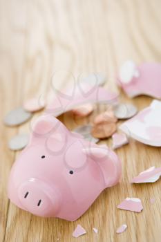 Royalty Free Photo of a Smashed Piggy Bank