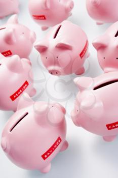 Royalty Free Photo of a Set of Piggy Banks