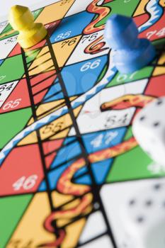 Royalty Free Photo of a Closeup of a Snakes and Ladders Board