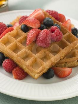 Royalty Free Photo of Berries on Waffles