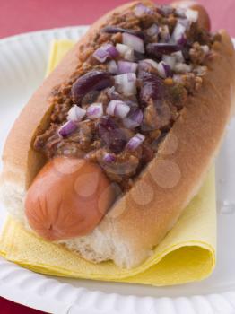 Royalty Free Photo of a Chili Hotdog