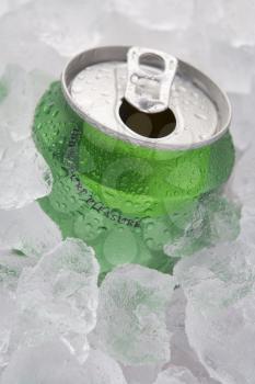 Royalty Free Photo of a Soft Drink Can on Ice