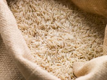 Royalty Free Photo of Basmati Rice in a Sack