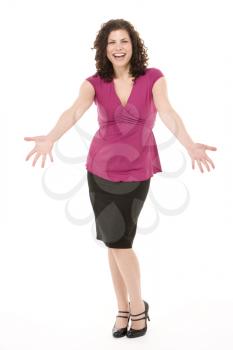 Royalty Free Photo of a Girl With Her Arms Extended