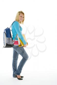 Royalty Free Photo of a Teenage Girl With a Backpack