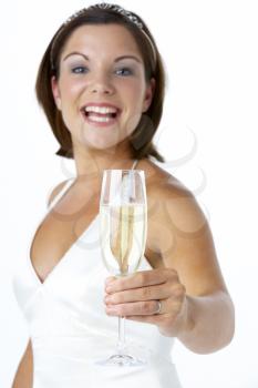 Royalty Free Photo of a Bride With a Glass of Champagne