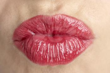 Royalty Free Photo of a Woman's Puckered Lips