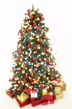 Abstract View Of Christmas Tree Against White Background