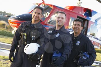 Royalty Free Photo of Paramedics in Front of an Air Ambulance