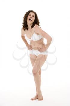 Royalty Free Photo of a Woman in Her Underwear