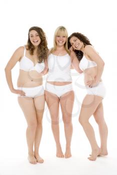 Royalty Free Photo of Three Women in Their Underwear