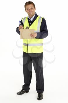 Royalty Free Photo of a Courier With a Clipboard
