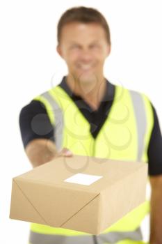 Royalty Free Photo of a Courier With a Parcel