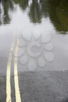 Royalty Free Photo of Water Flooding a Road