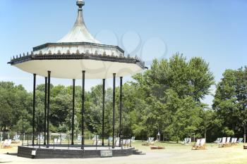 Royalty Free Photo of a Gazebo and Deck Chairs in Hyde Park, London, England
